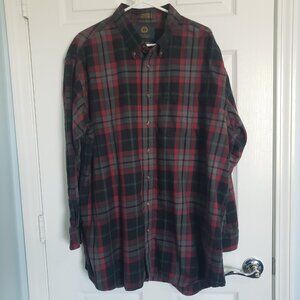 Viyella Red Green Plaid Wool Blend Mens 2XL Flannel Button Up Traditional Fit